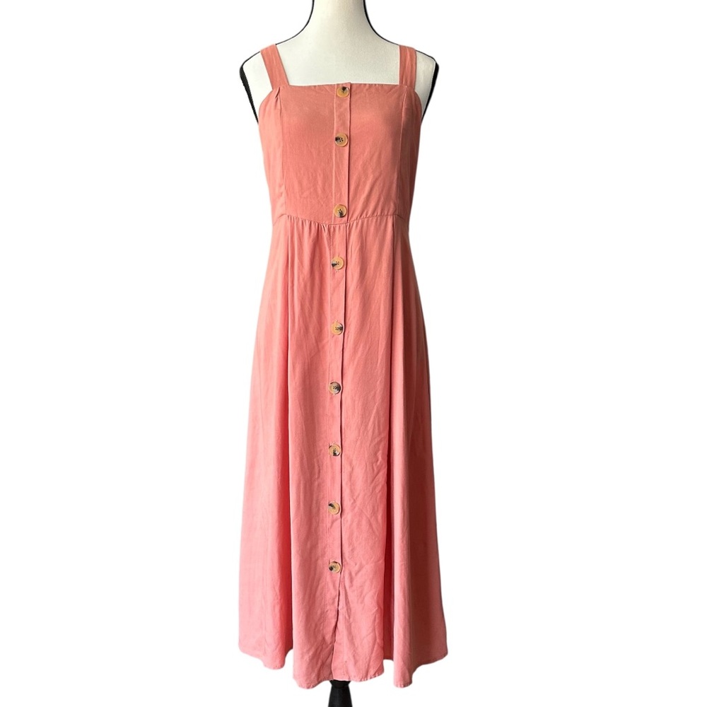 Grace & Co. CoralButton-Front Smocked Midi Dress‎ - 100% Rayon